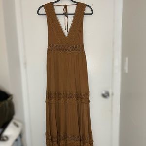 Fashion Nova Crochet Maxi Dress • Mocha/Brown• NWT